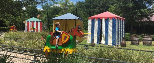 The Boy riding as a Knight on a Lego horse